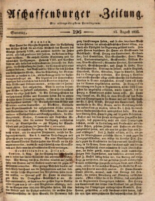 Aschaffenburger Zeitung Samstag 15. August 1835