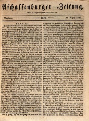 Aschaffenburger Zeitung Montag 24. August 1835