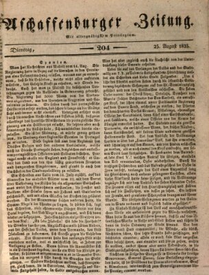 Aschaffenburger Zeitung Dienstag 25. August 1835