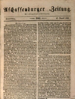 Aschaffenburger Zeitung Donnerstag 27. August 1835