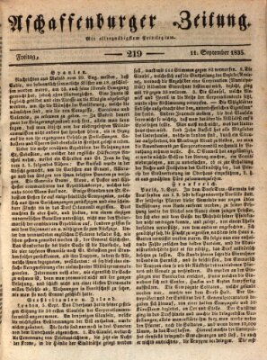 Aschaffenburger Zeitung Freitag 11. September 1835