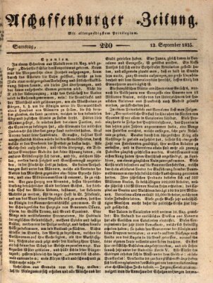 Aschaffenburger Zeitung Samstag 12. September 1835