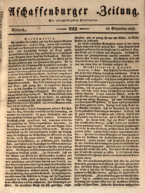 Aschaffenburger Zeitung Mittwoch 16. September 1835