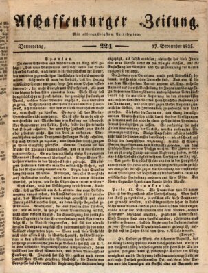 Aschaffenburger Zeitung Donnerstag 17. September 1835