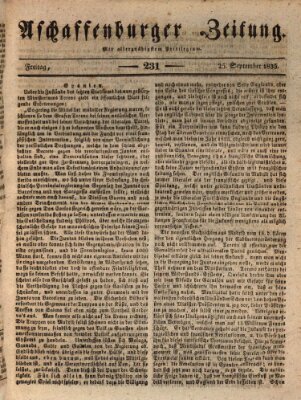 Aschaffenburger Zeitung Freitag 25. September 1835