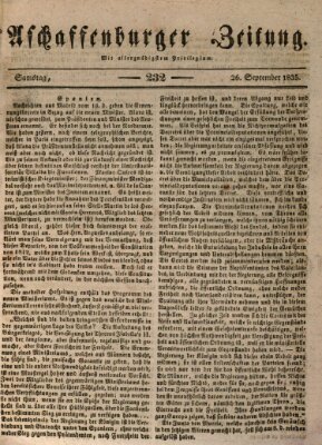 Aschaffenburger Zeitung Samstag 26. September 1835