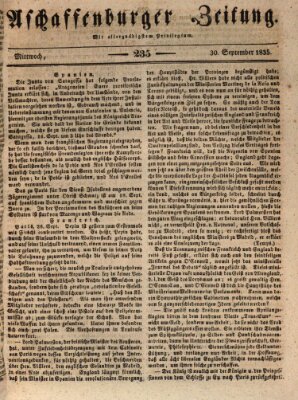 Aschaffenburger Zeitung Mittwoch 30. September 1835