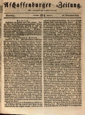 Aschaffenburger Zeitung Samstag 14. November 1835