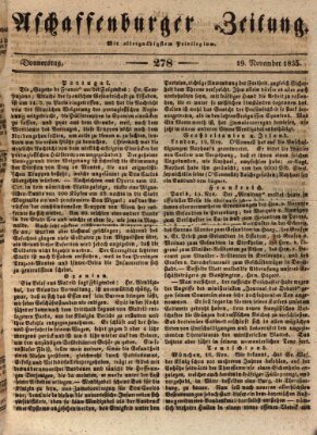 Aschaffenburger Zeitung Donnerstag 19. November 1835