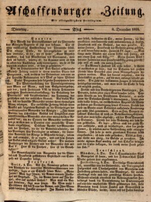 Aschaffenburger Zeitung Dienstag 8. Dezember 1835