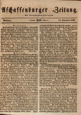 Aschaffenburger Zeitung Montag 14. Dezember 1835