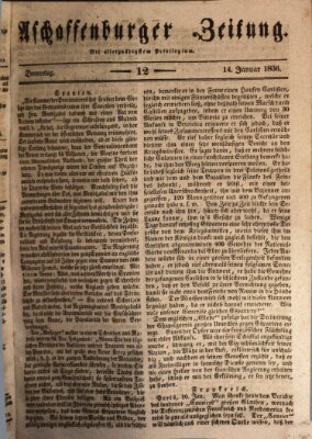 Aschaffenburger Zeitung Donnerstag 14. Januar 1836