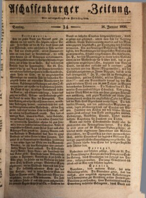 Aschaffenburger Zeitung Samstag 16. Januar 1836