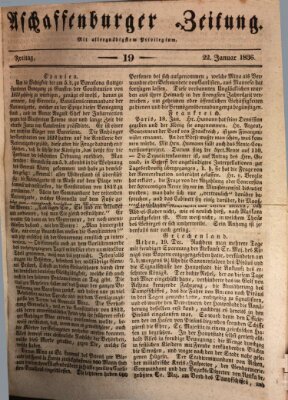 Aschaffenburger Zeitung Freitag 22. Januar 1836