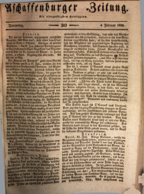 Aschaffenburger Zeitung Donnerstag 4. Februar 1836