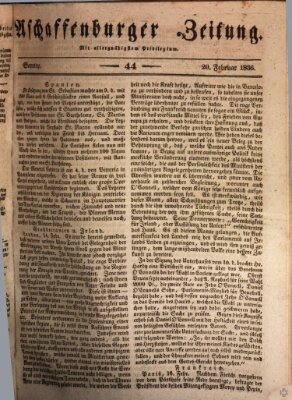 Aschaffenburger Zeitung Samstag 20. Februar 1836