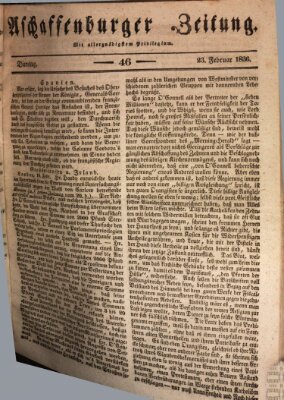 Aschaffenburger Zeitung Dienstag 23. Februar 1836