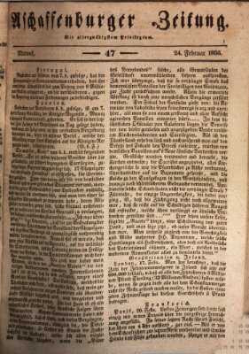 Aschaffenburger Zeitung Mittwoch 24. Februar 1836