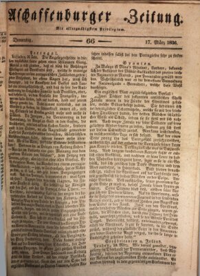 Aschaffenburger Zeitung Donnerstag 17. März 1836