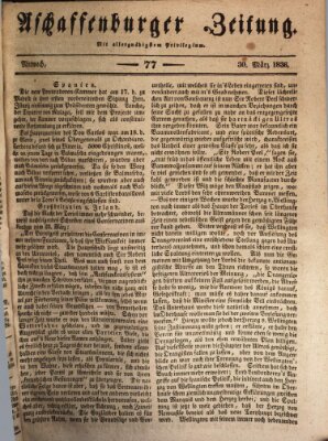 Aschaffenburger Zeitung Mittwoch 30. März 1836