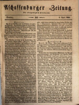 Aschaffenburger Zeitung Samstag 2. April 1836