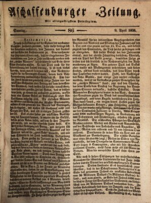 Aschaffenburger Zeitung Samstag 9. April 1836