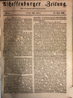 Aschaffenburger Zeitung Freitag 15. April 1836