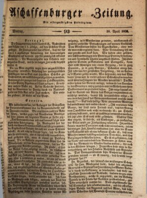 Aschaffenburger Zeitung Montag 18. April 1836