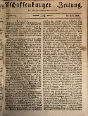 Aschaffenburger Zeitung Donnerstag 28. April 1836