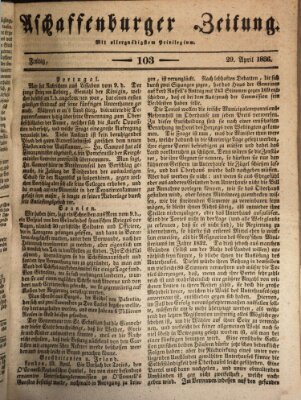 Aschaffenburger Zeitung Freitag 29. April 1836