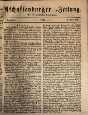 Aschaffenburger Zeitung Samstag 2. Juli 1836