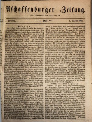 Aschaffenburger Zeitung Montag 1. August 1836