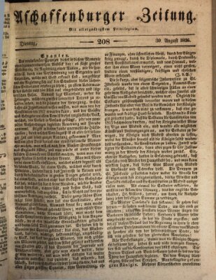 Aschaffenburger Zeitung Dienstag 30. August 1836