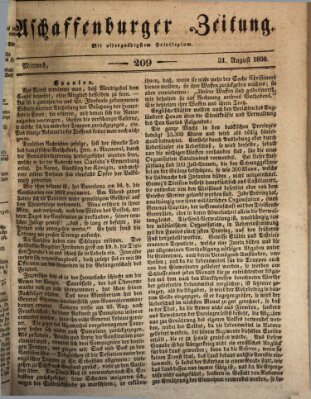 Aschaffenburger Zeitung Mittwoch 31. August 1836