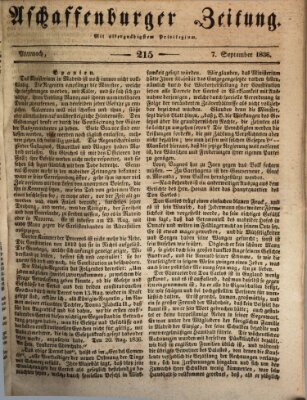 Aschaffenburger Zeitung Mittwoch 7. September 1836