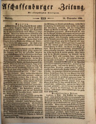 Aschaffenburger Zeitung Montag 12. September 1836