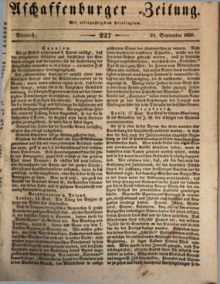 Aschaffenburger Zeitung Mittwoch 21. September 1836