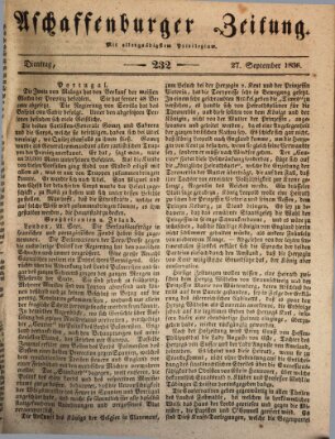 Aschaffenburger Zeitung Dienstag 27. September 1836