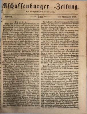 Aschaffenburger Zeitung Mittwoch 28. September 1836