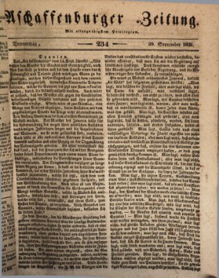 Aschaffenburger Zeitung Donnerstag 29. September 1836