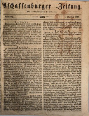 Aschaffenburger Zeitung Samstag 1. Oktober 1836