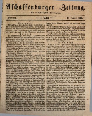 Aschaffenburger Zeitung Montag 10. Oktober 1836