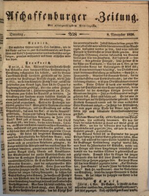 Aschaffenburger Zeitung Dienstag 8. November 1836