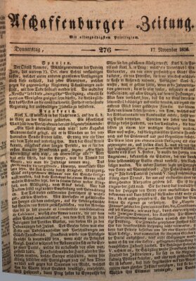 Aschaffenburger Zeitung Donnerstag 17. November 1836