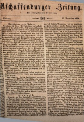 Aschaffenburger Zeitung Freitag 25. November 1836