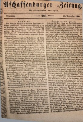 Aschaffenburger Zeitung Dienstag 29. November 1836