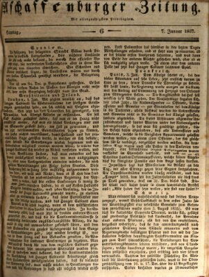 Aschaffenburger Zeitung Samstag 7. Januar 1837