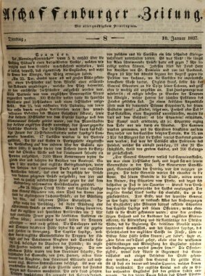 Aschaffenburger Zeitung Dienstag 10. Januar 1837