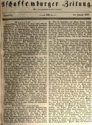 Aschaffenburger Zeitung Donnerstag 12. Januar 1837