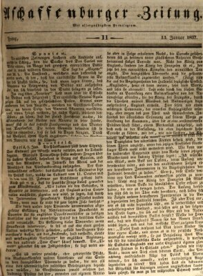 Aschaffenburger Zeitung Freitag 13. Januar 1837